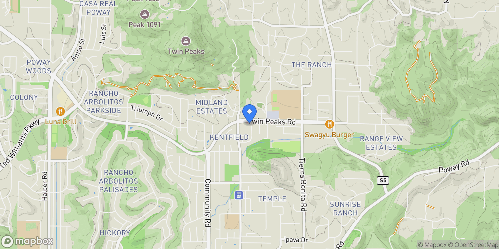 Map showing 13770 Holly Oak Way, Poway, California, United States.
