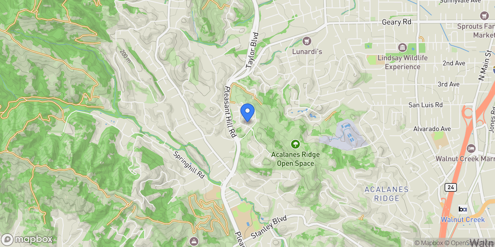 Map showing 1943 Highridge Ct, Walnut Creek, California, United States.