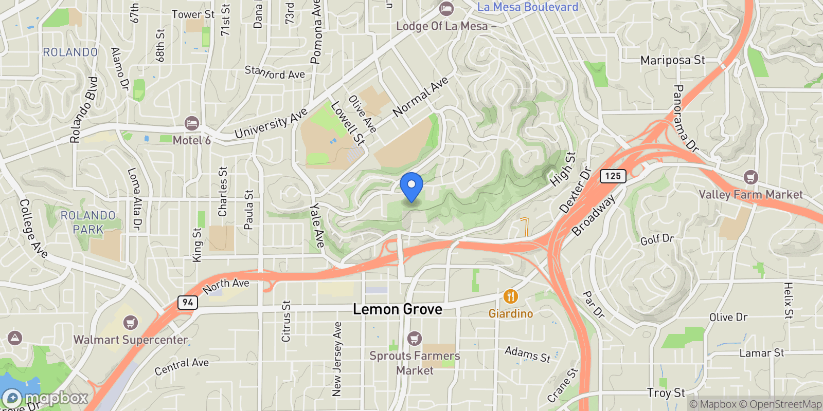 Map showing 7795 La Mesa Summit Dr, La Mesa, California, United States.