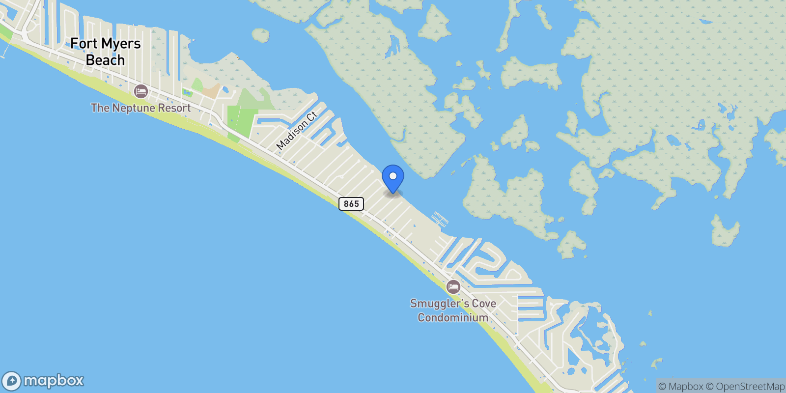 Map showing 167 Coconut DR, Fort Myers Beach, Florida, United States.