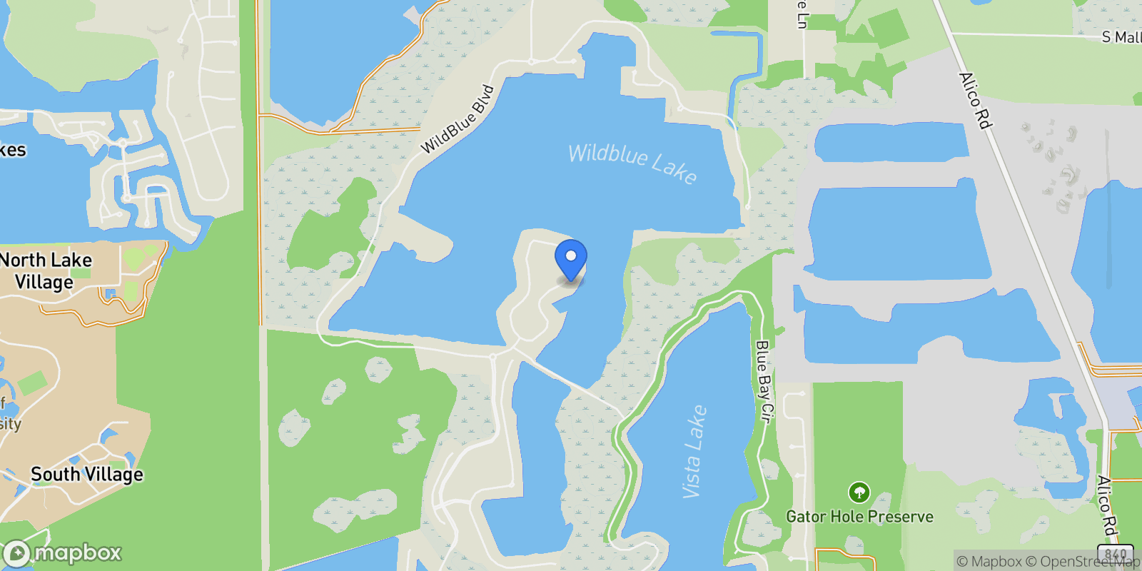 Map showing 18250 Blue Eye LOOP, Miromar Lakes, Florida, United States.