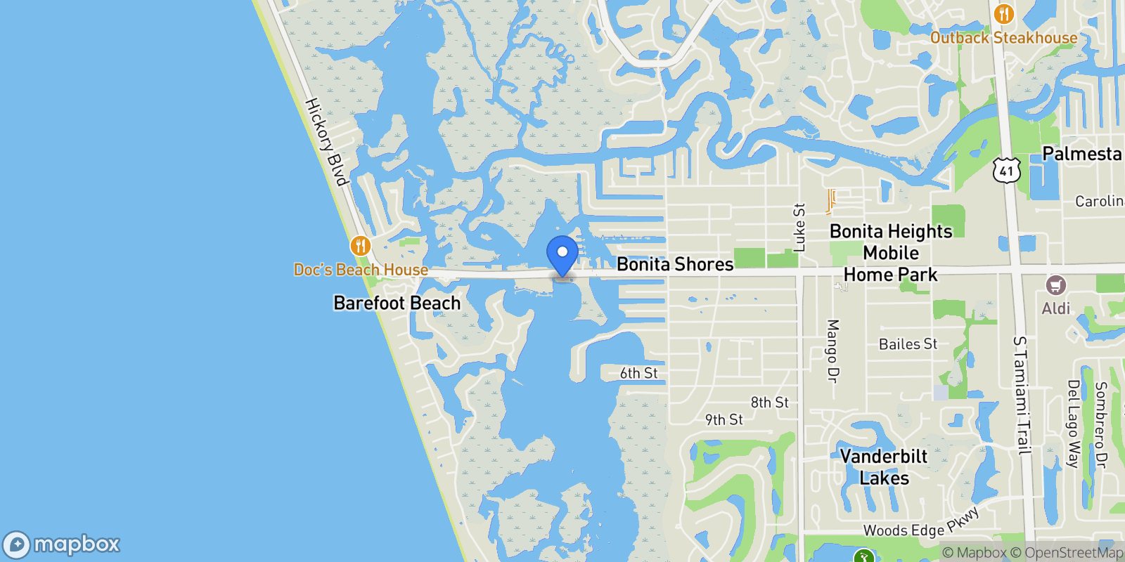 Map showing 4895 Bonita Beach RD, Bonita Springs, Florida, United States.