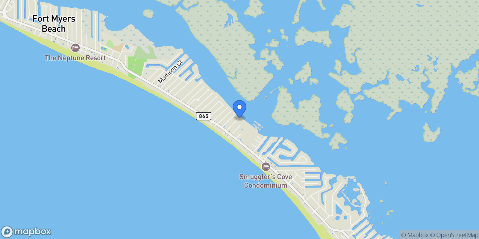 Map showing 190 Bayview AVE, Fort Myers Beach, Florida, United States.
