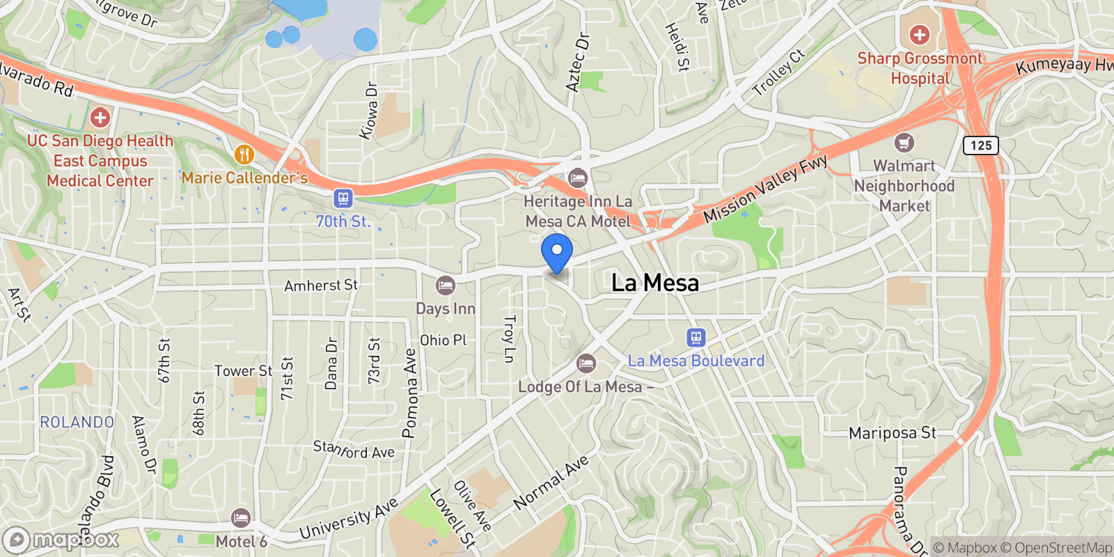 Map showing 7830 La Mesa Summit Dr, La Mesa, California, United States.