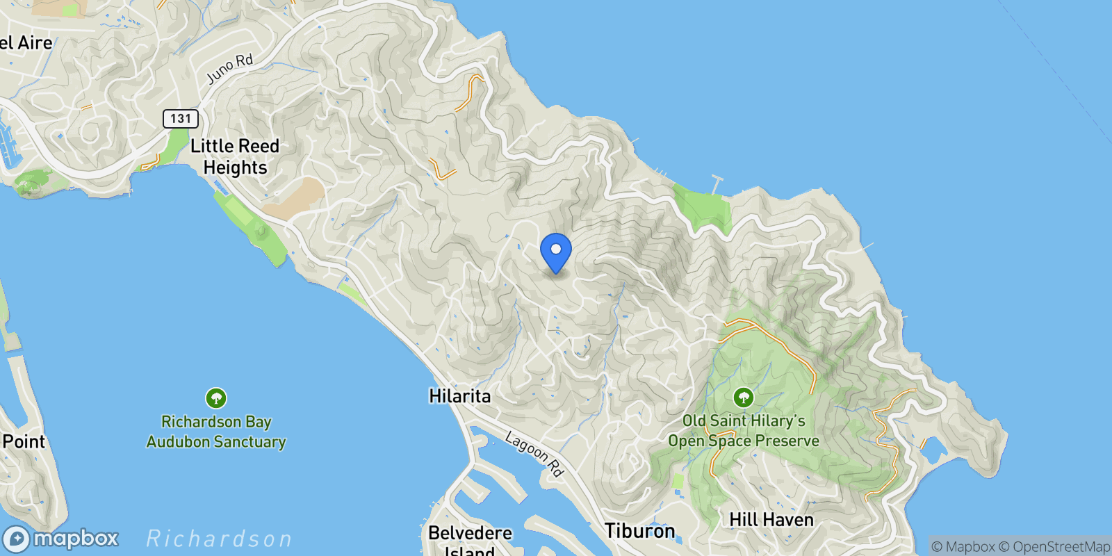 Map showing 83 Mount Tiburon Road, Tiburon, California, United States.