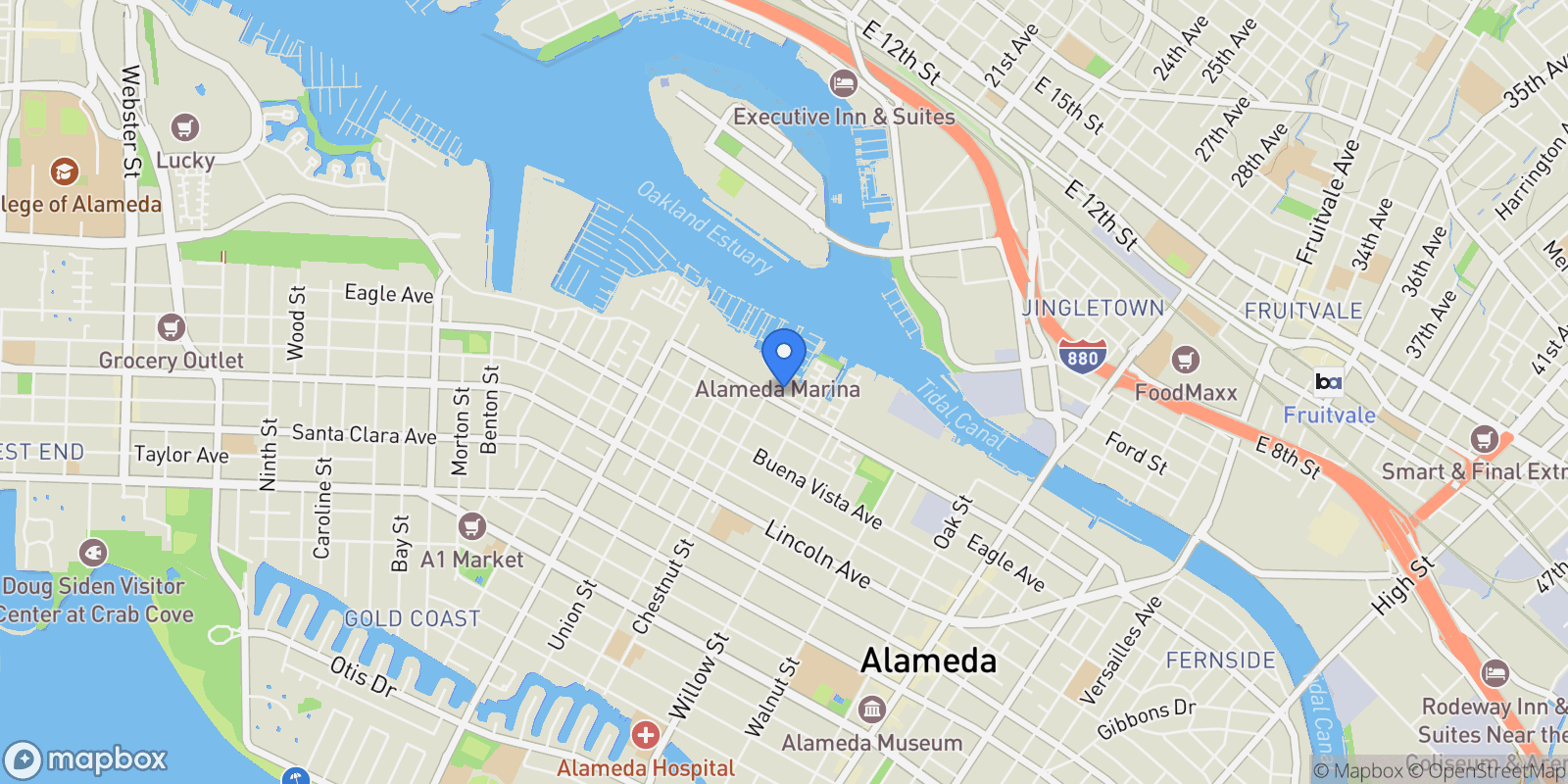 Map showing 2007 Stanford Street, Alameda, California, United States.