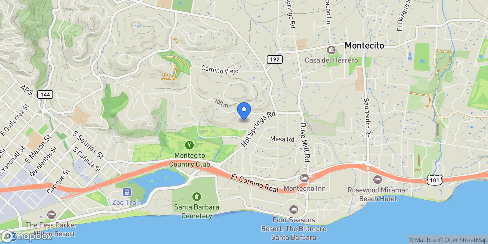 Map showing 1084 Golf Road, Montecito, California, United States.