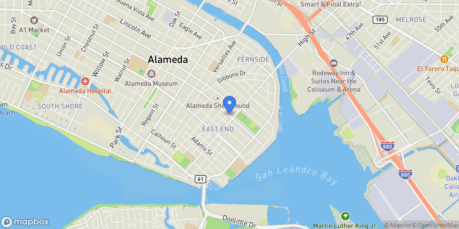 Map showing 3103 Central, Alameda, California, United States.
