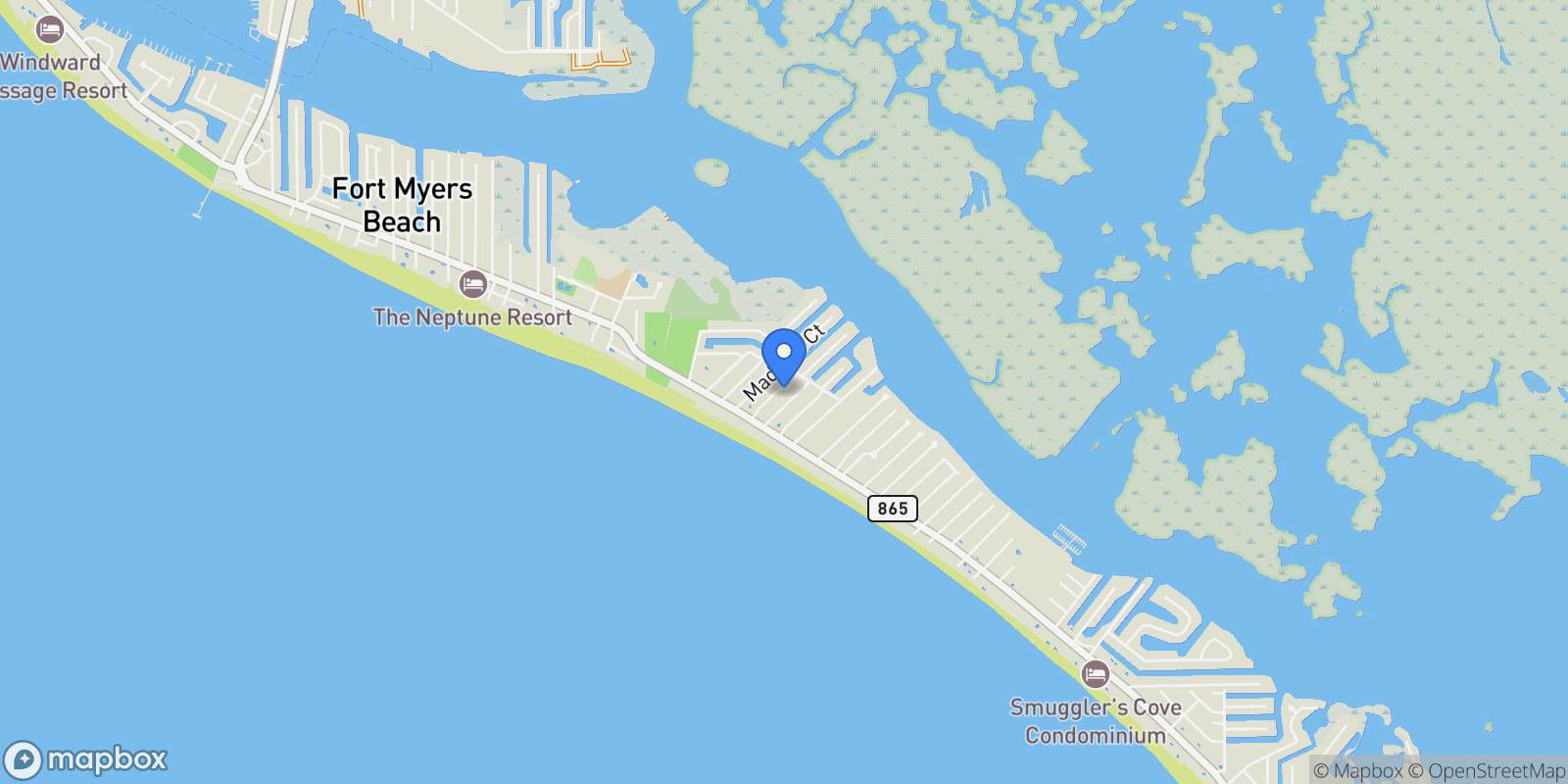 Map showing 170 Washington AVE, Fort Myers Beach, Florida, United States.