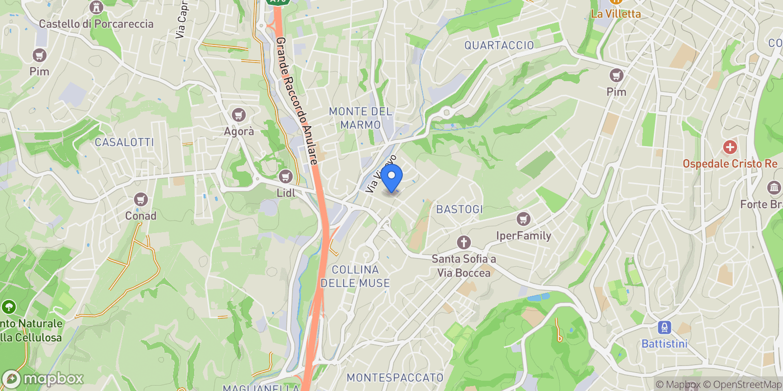 Map showing via Pontestura, Rome, Lazio, Italy.