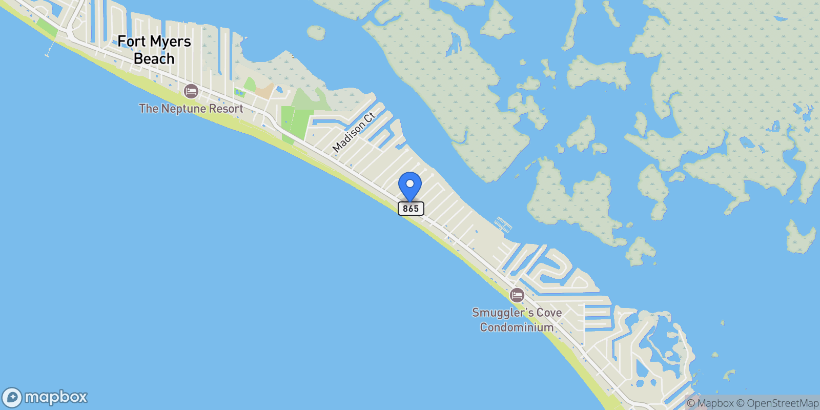 Map showing 3891, Fort Myers Beach, Florida, United States.