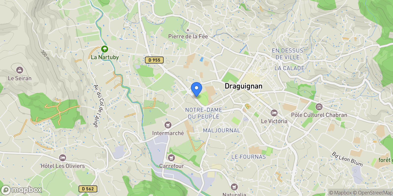 Map showing Draguignan, Provence-Alpes-Côte d'Azur, France.