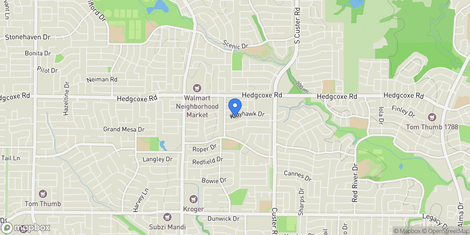 Map showing 2424 Kittyhawk Drive , Plano, TX 75025, Plano, Texas, United States.