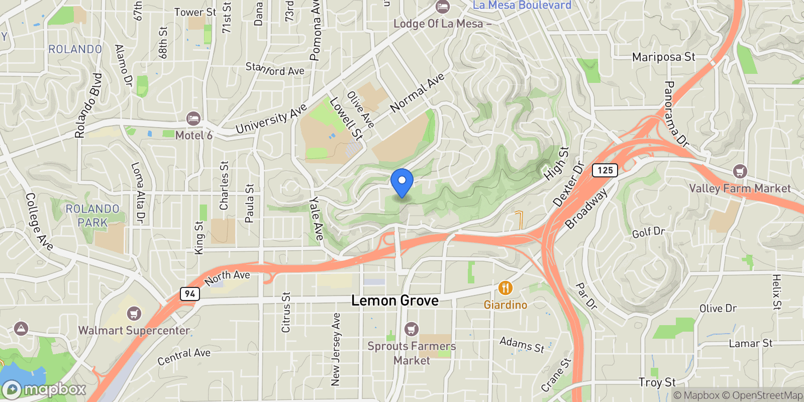 Map showing 7765 La Mesa Summit Dr, La Mesa, California, United States.