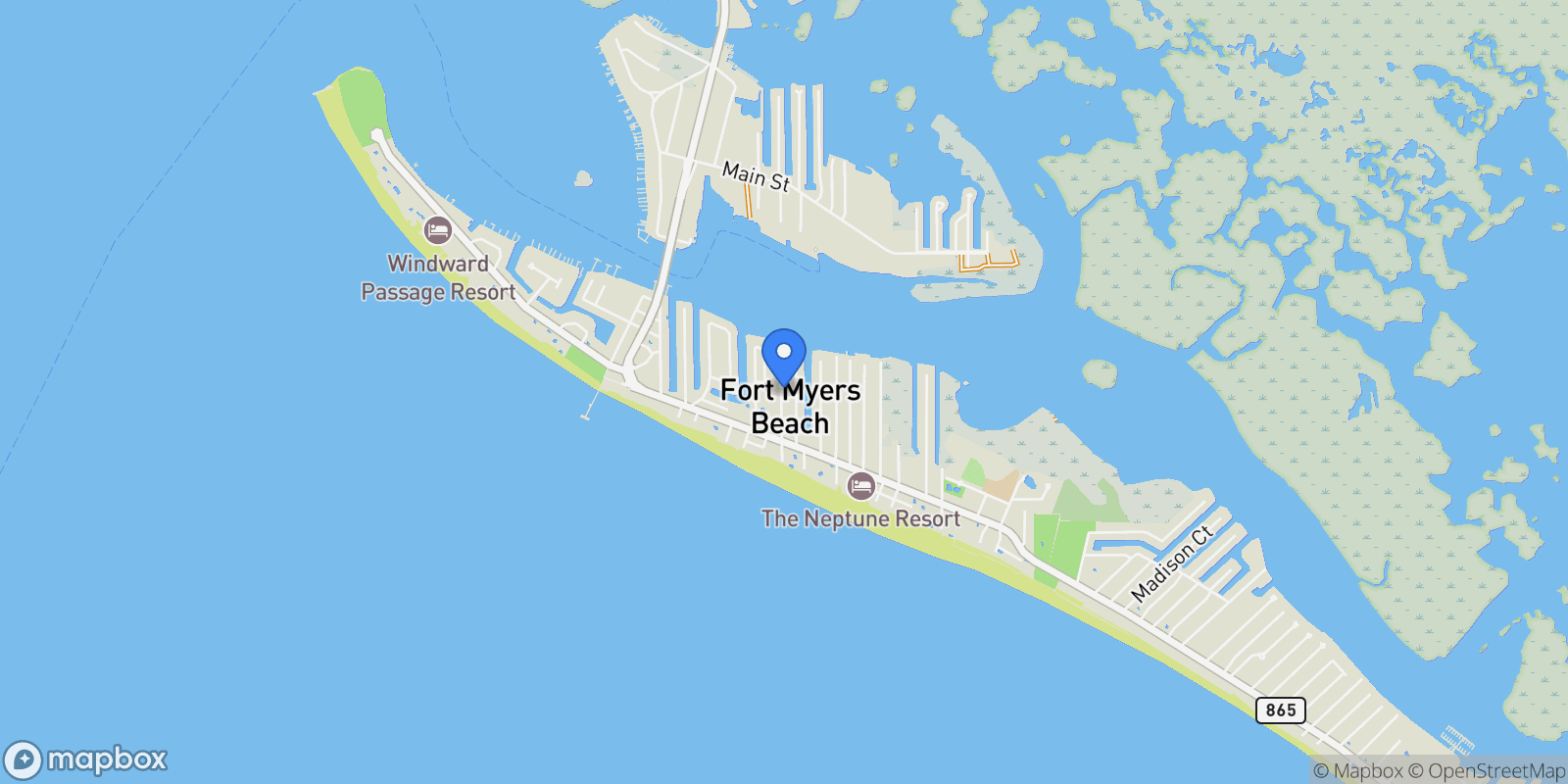 Map showing 210 Miramar ST, Fort Myers Beach, Florida, United States.