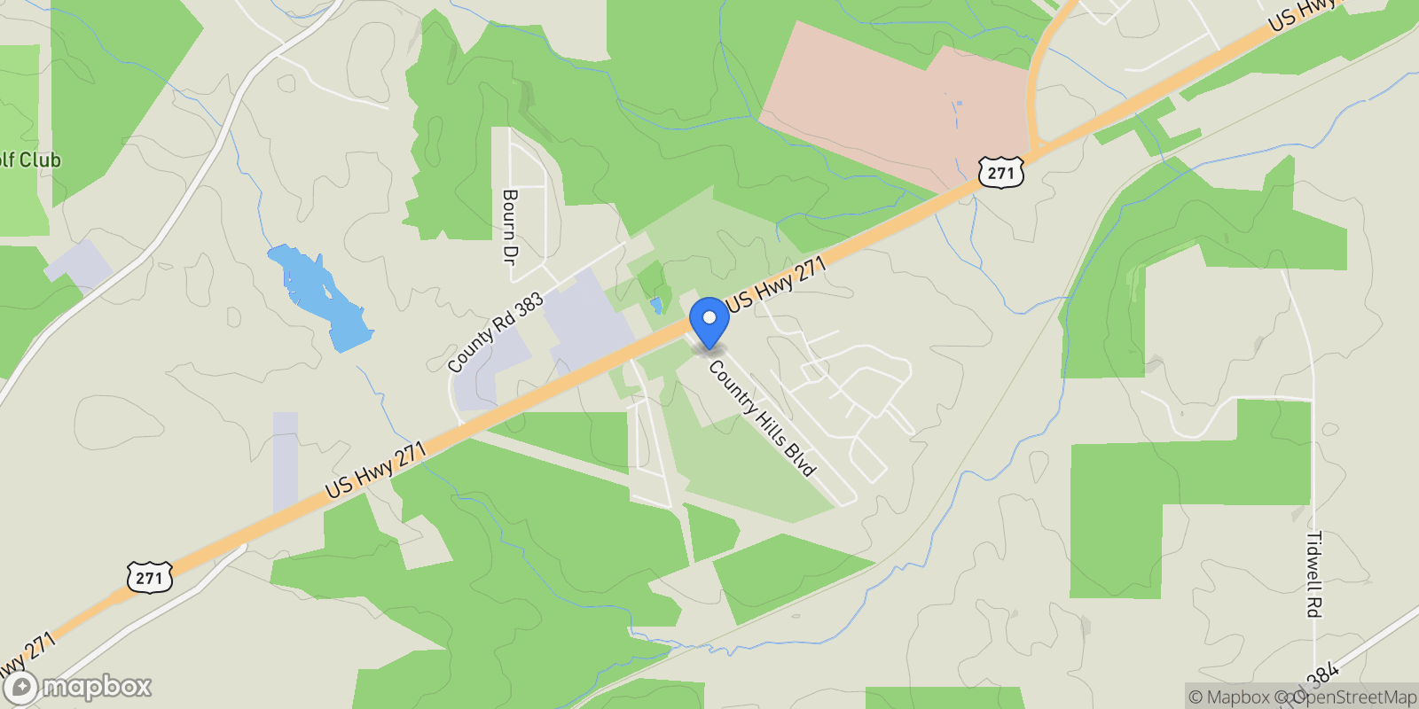 Map showing 10536 Country Hill Boulevard, Tyler, TX 75708, Tyler, Texas, United States.