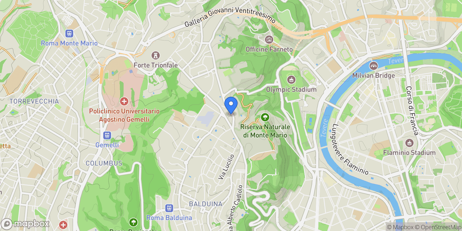Map showing Via della Camilluccia, Rome, Lazio, Italy.