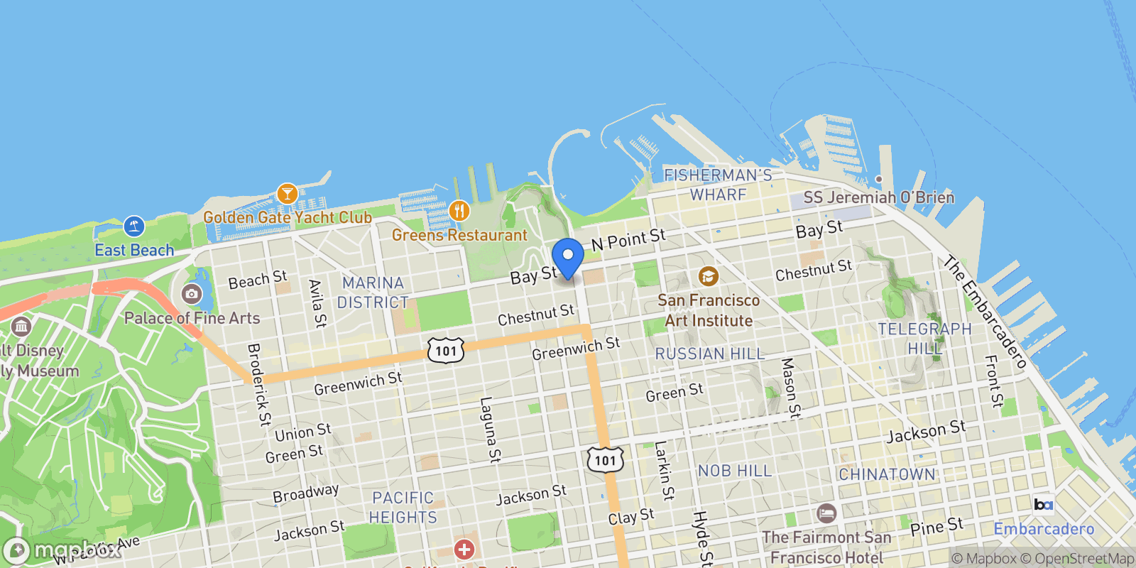 Map showing 1234 Francisco Street 6, San Francisco, California, United States.