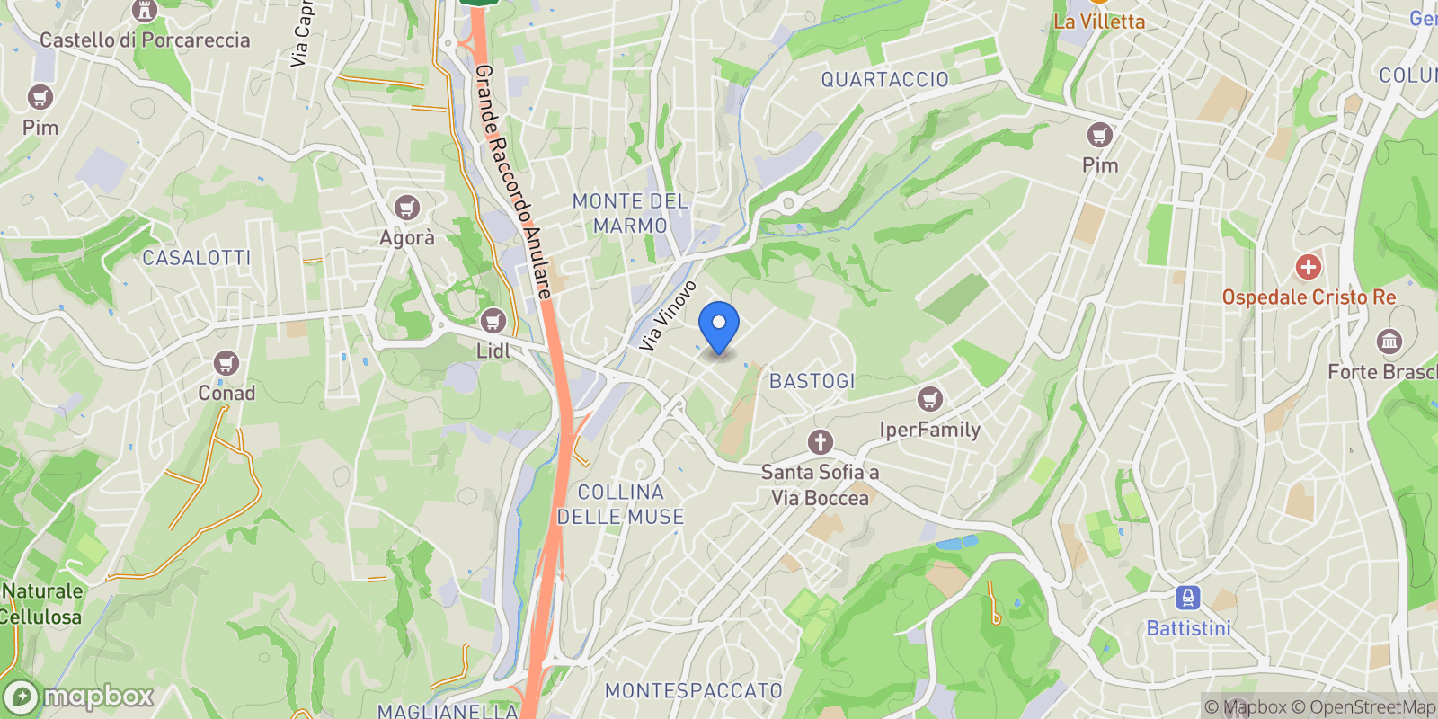 Map showing Via Belvedere Montello, Rome, Lazio, Italy.