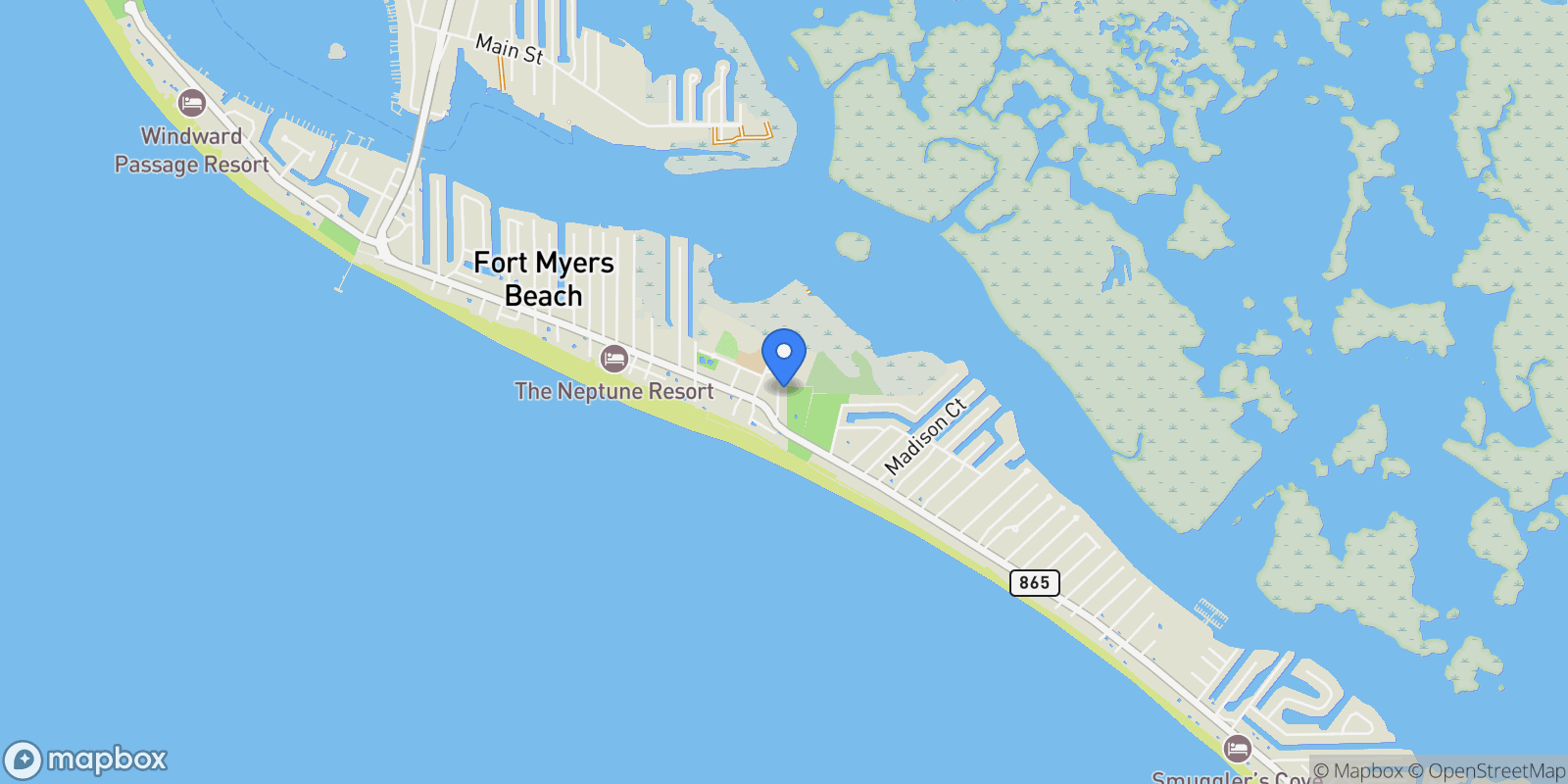 Map showing 114 Lovers LN, Fort Myers Beach, Florida, United States.