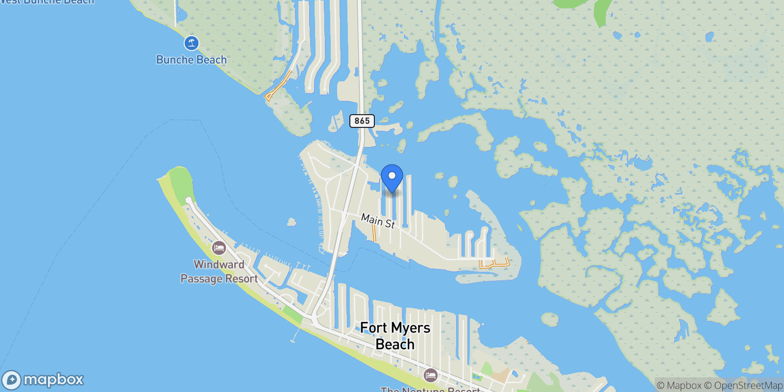 Map showing 850 Oak ST, Fort Myers Beach, Florida, United States.