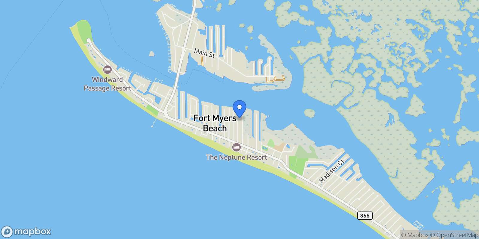 Map showing 240 Fairweather LN, Fort Myers Beach, Florida, United States.