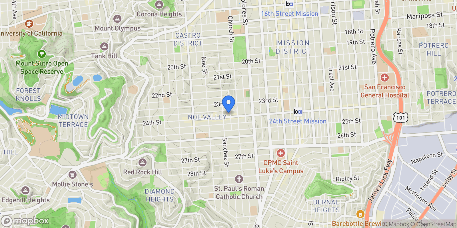Map showing 228 Vicksburg Street 3, San Francisco, California, United States.