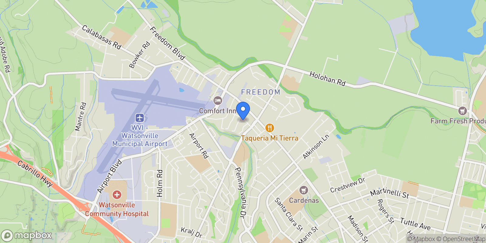 Map showing 221 Carey Avenue, Freedom, California, United States.