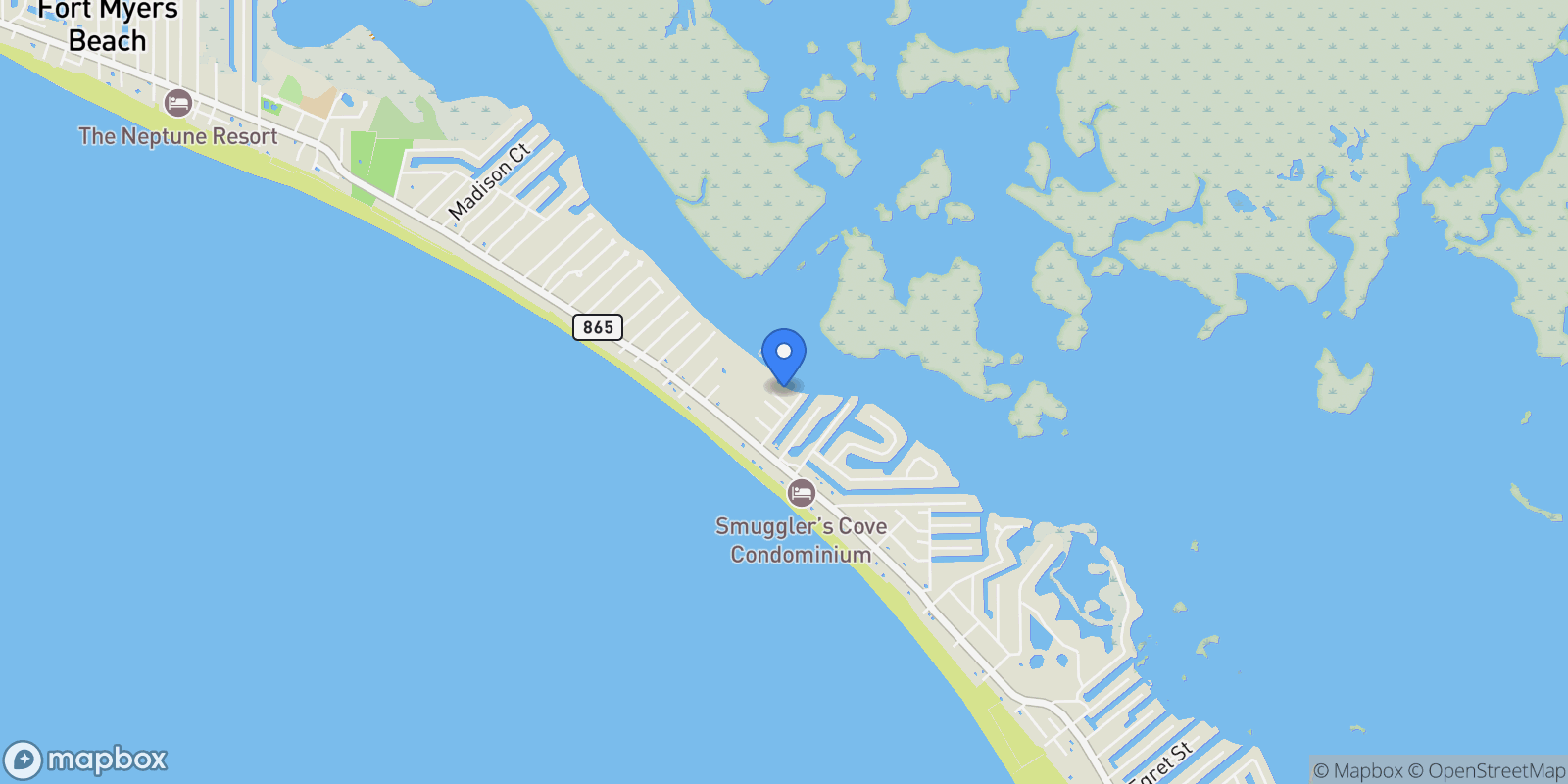 Map showing 4851 Dolphin LN, Fort Myers Beach, Florida, United States.