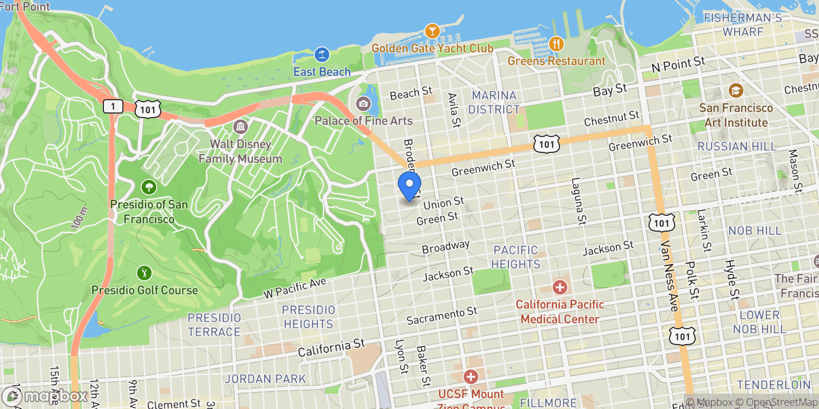 Map showing 2740 Union Street, San Francisco, California, United States.