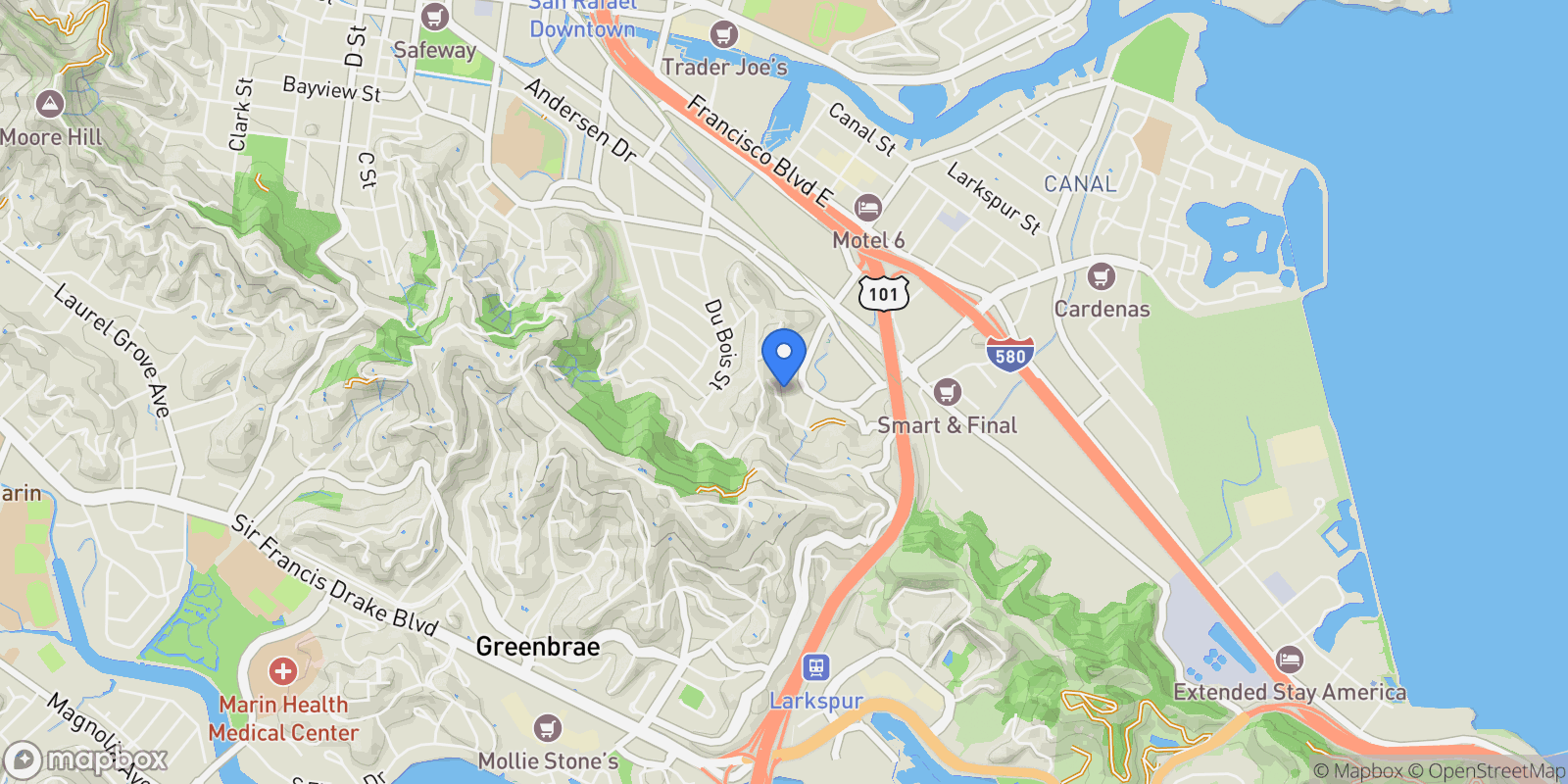 Map showing 148 Auburn St, San Rafael, California, United States.