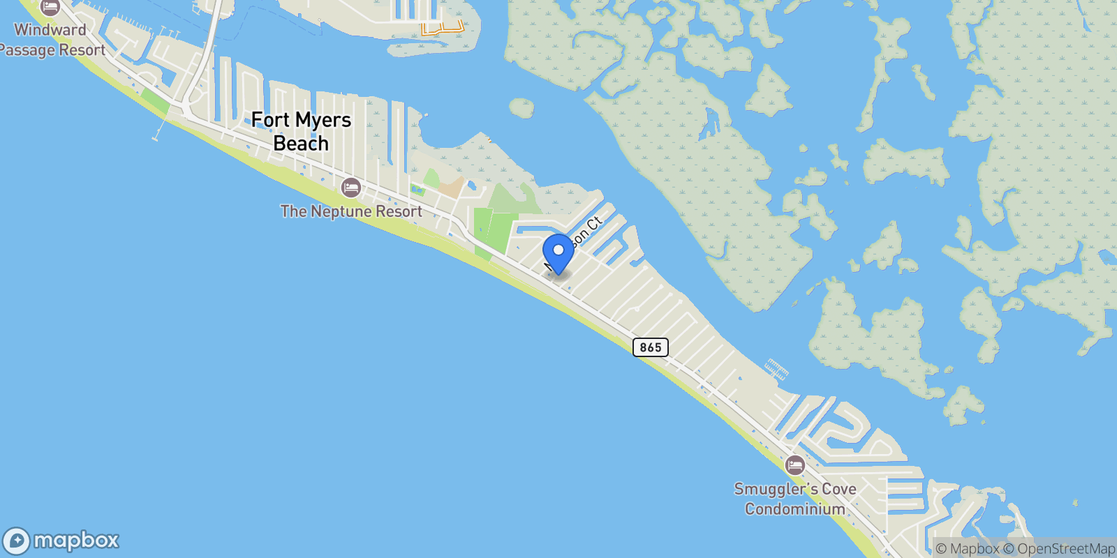 Map showing 104 Washington AVE, Fort Myers Beach, Florida, United States.