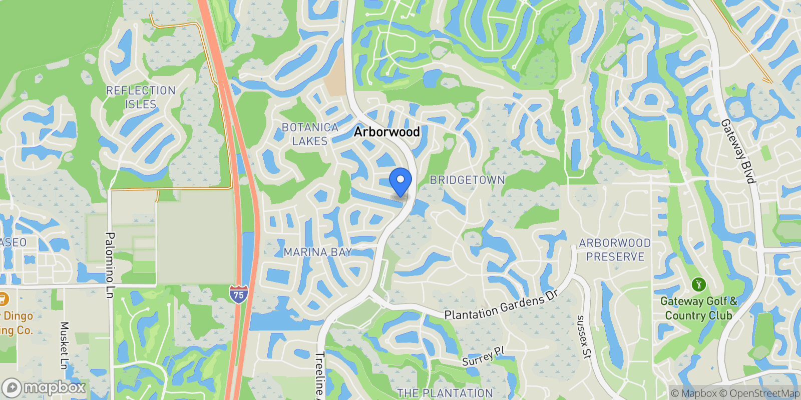 Map showing 10490 Spruce Pine CT, Miromar Lakes, Florida, United States.
