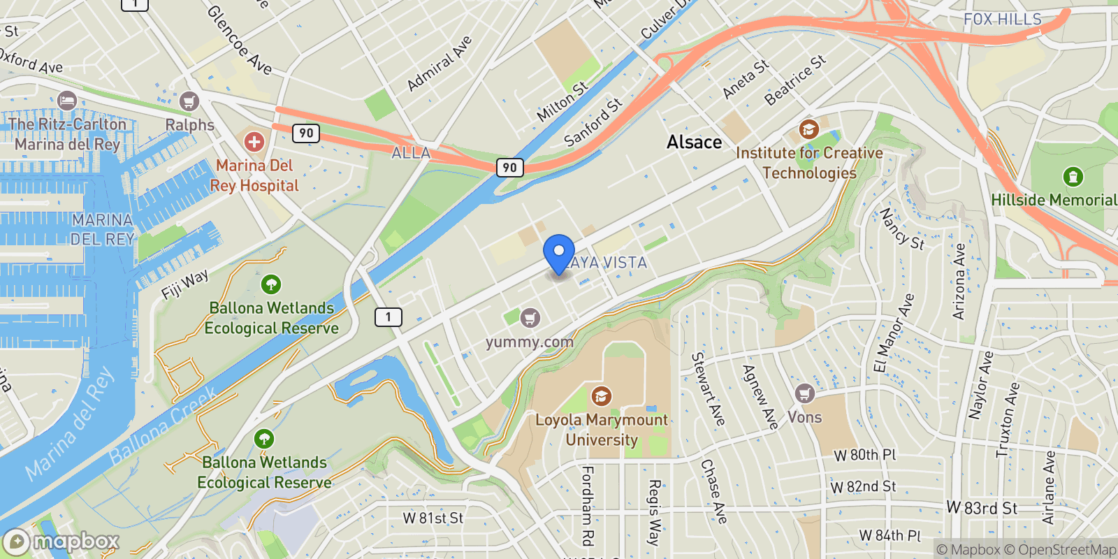Map showing 12887 Runway Road 3, Los Angeles, California, United States.