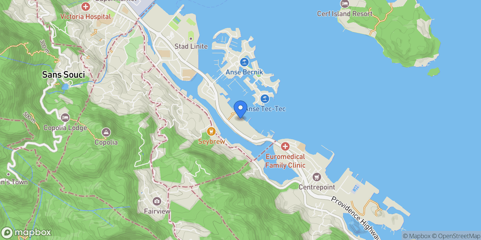 Map showing 301 The Residences at Meliá Seychelles. , Seafront Estate , Roche Caiman, Mahe, Mahe, Seychelles.