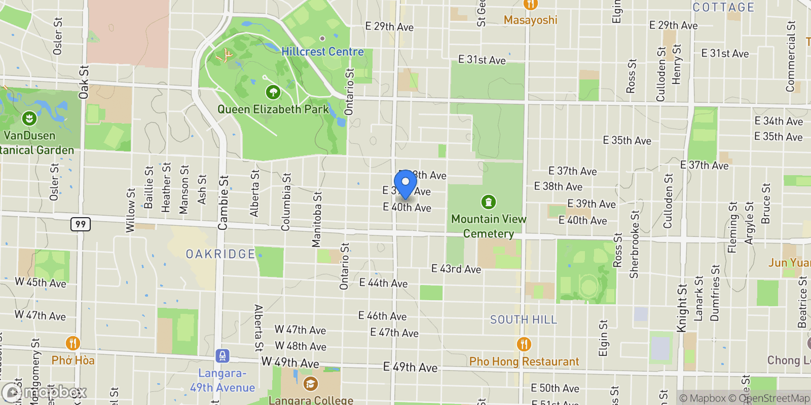 Map showing 231 E 40th Avenue, Vancouver, British Columbia, Canada.