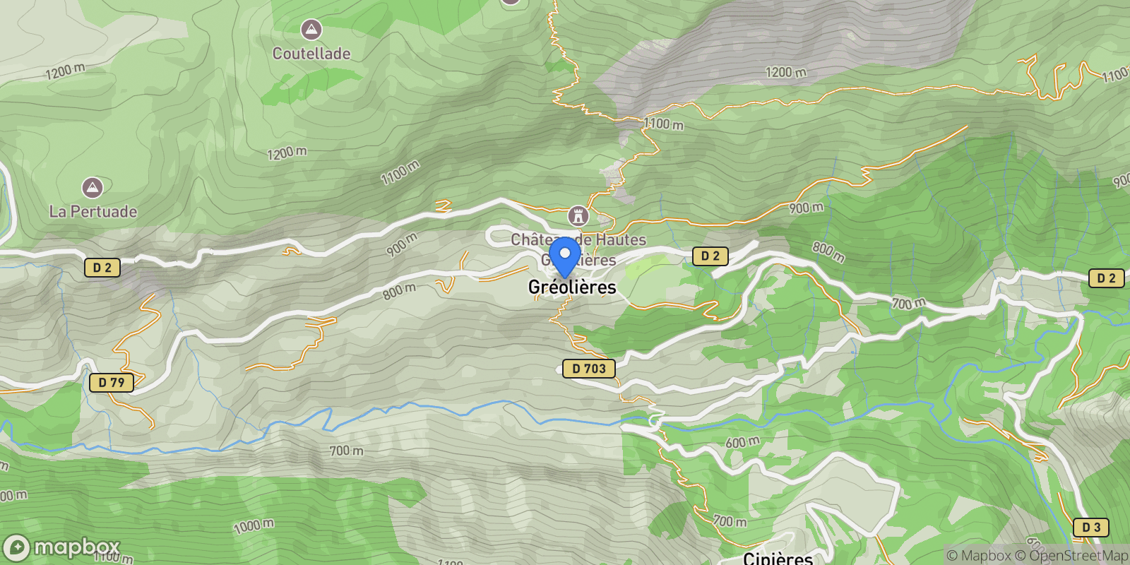 Map showing Gréolières, Provence-Alpes-Côte d'Azur, France.