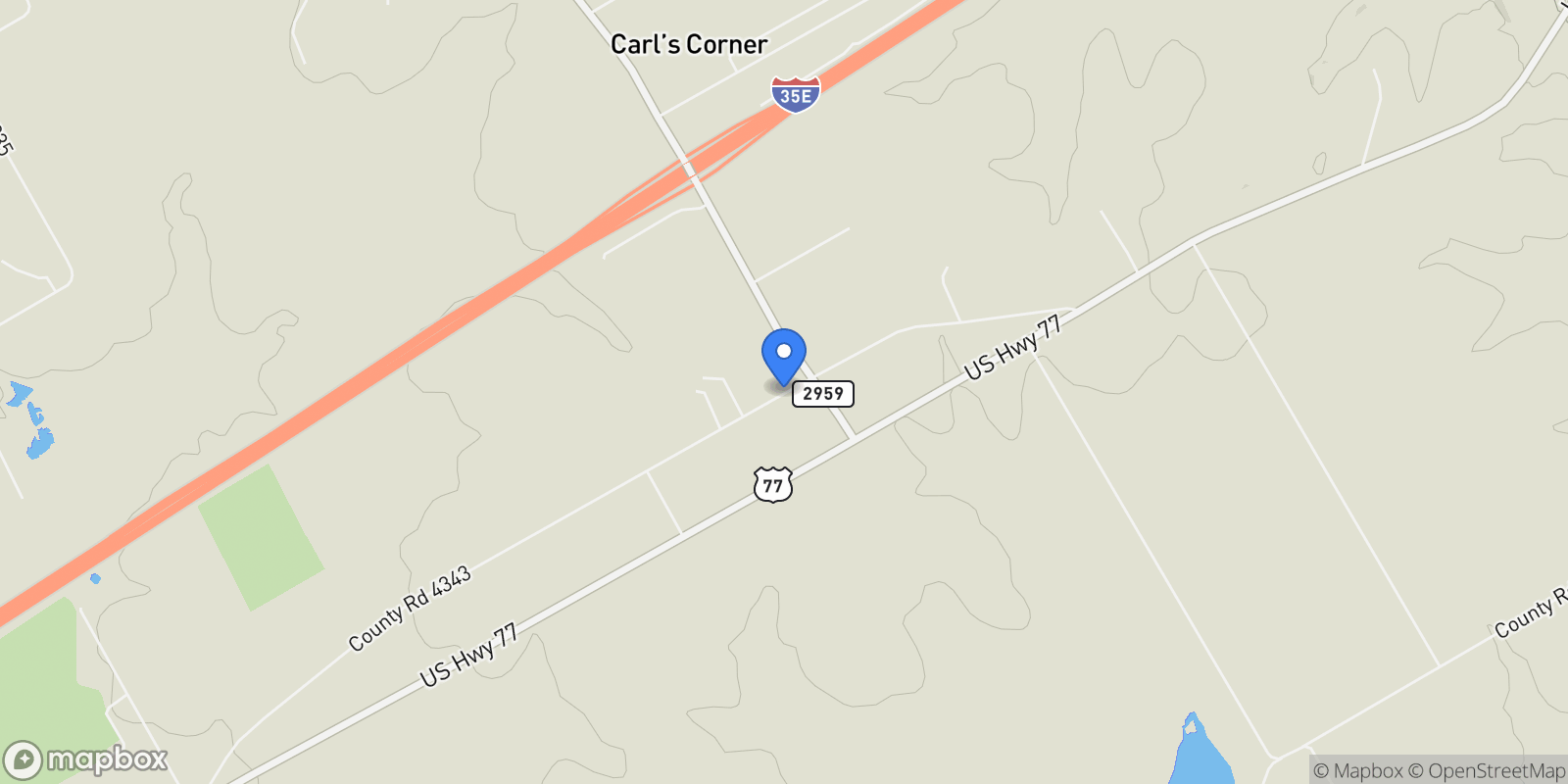 Map showing 1025 County Road, Hillsboro, TX 76645, Hillsboro, Texas, United States.