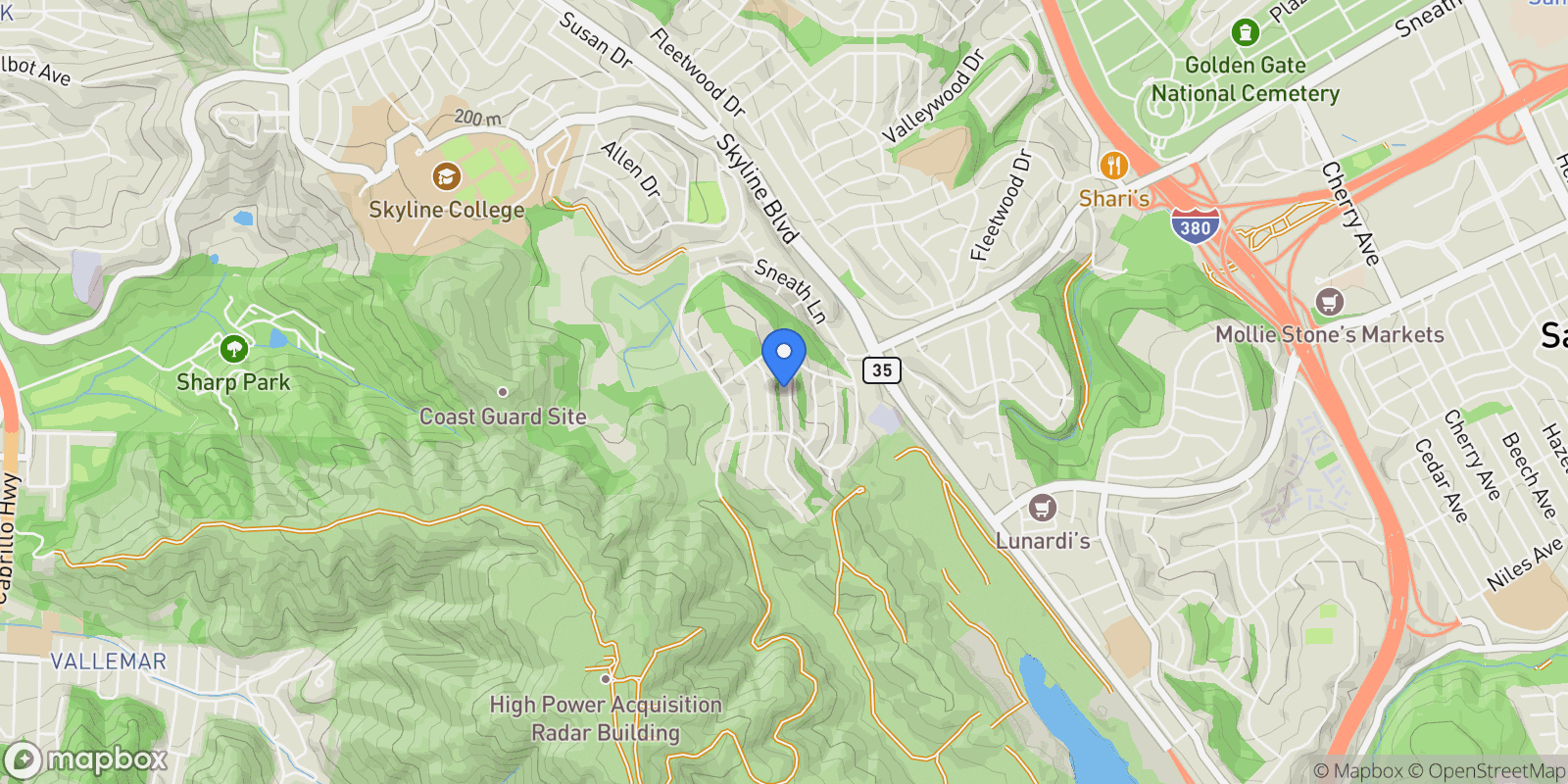 Map showing 251 Lassen Drive, San Bruno, California, United States.