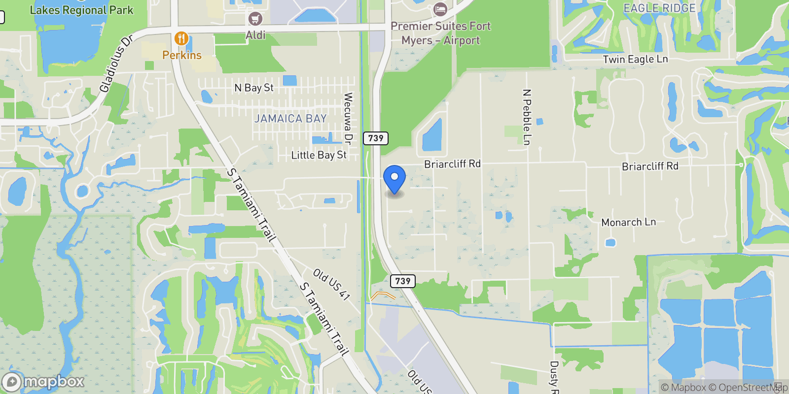 Map showing 15711 Anderson LN, Fort Myers, Florida, United States.