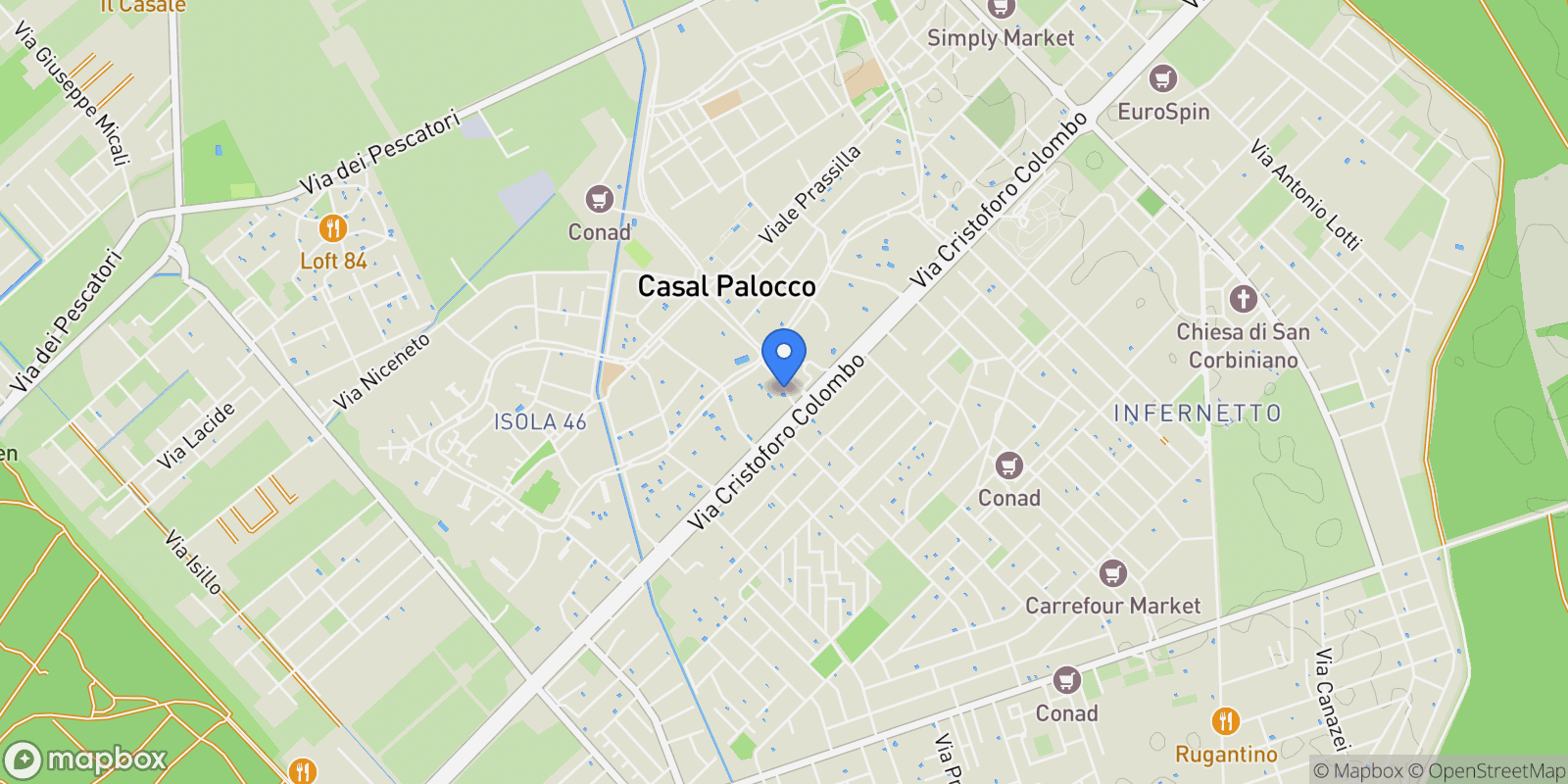 Map showing Via di Casal Palocco, 3, 00124 Roma RM, Italy, Lazio, Italy.