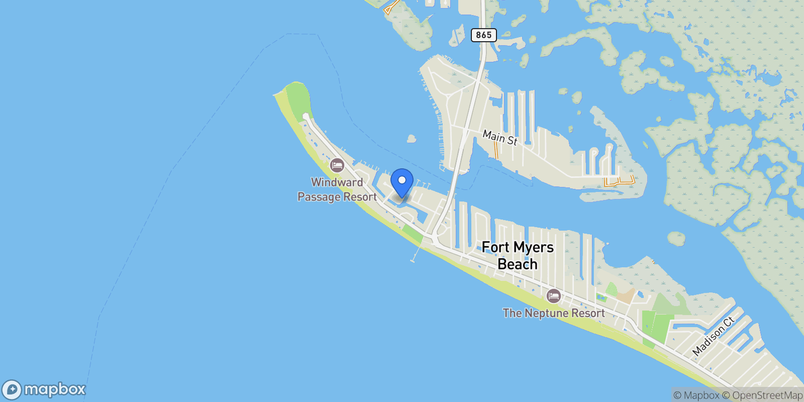 Map showing 730 Matanzas CT, Fort Myers Beach, Florida, United States.