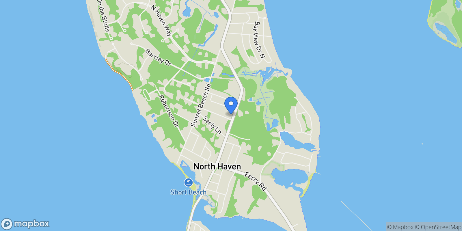 Map showing 2 Sunset Rd, Sag Harbor, New York, United States.