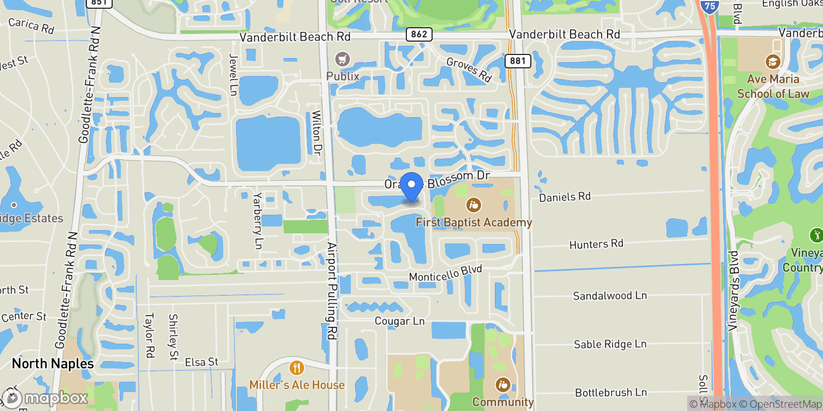 Map showing 6533 Ilex CIR, Naples, Florida, United States.
