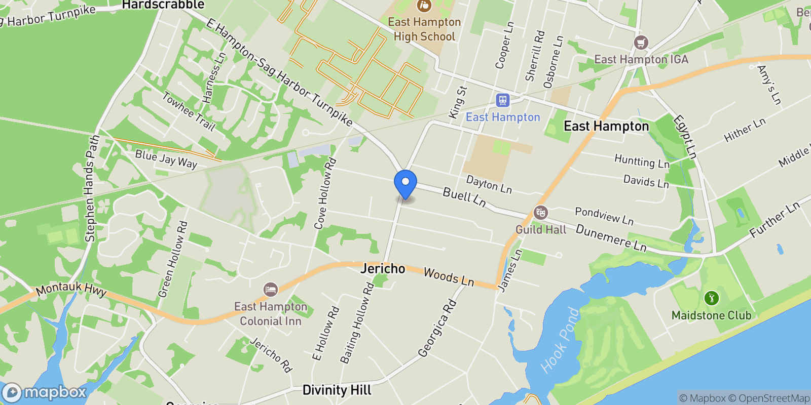 Map showing 100 Meadow Way, East Hampton, New York, United States.