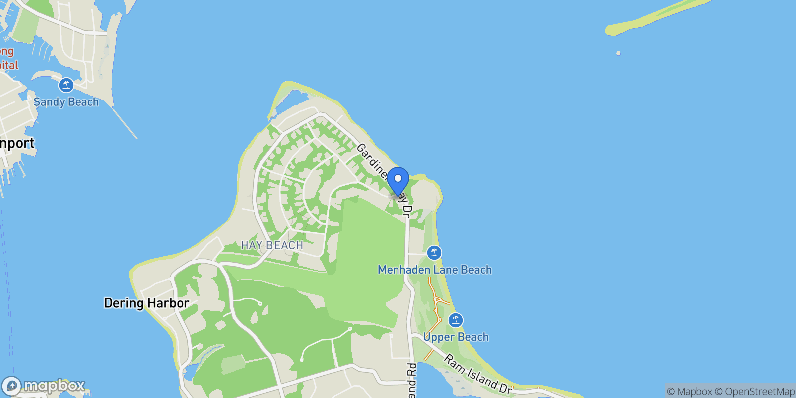 Map showing 43 Gardiners Bay Dr, Shelter Island Heights, New York, United States.