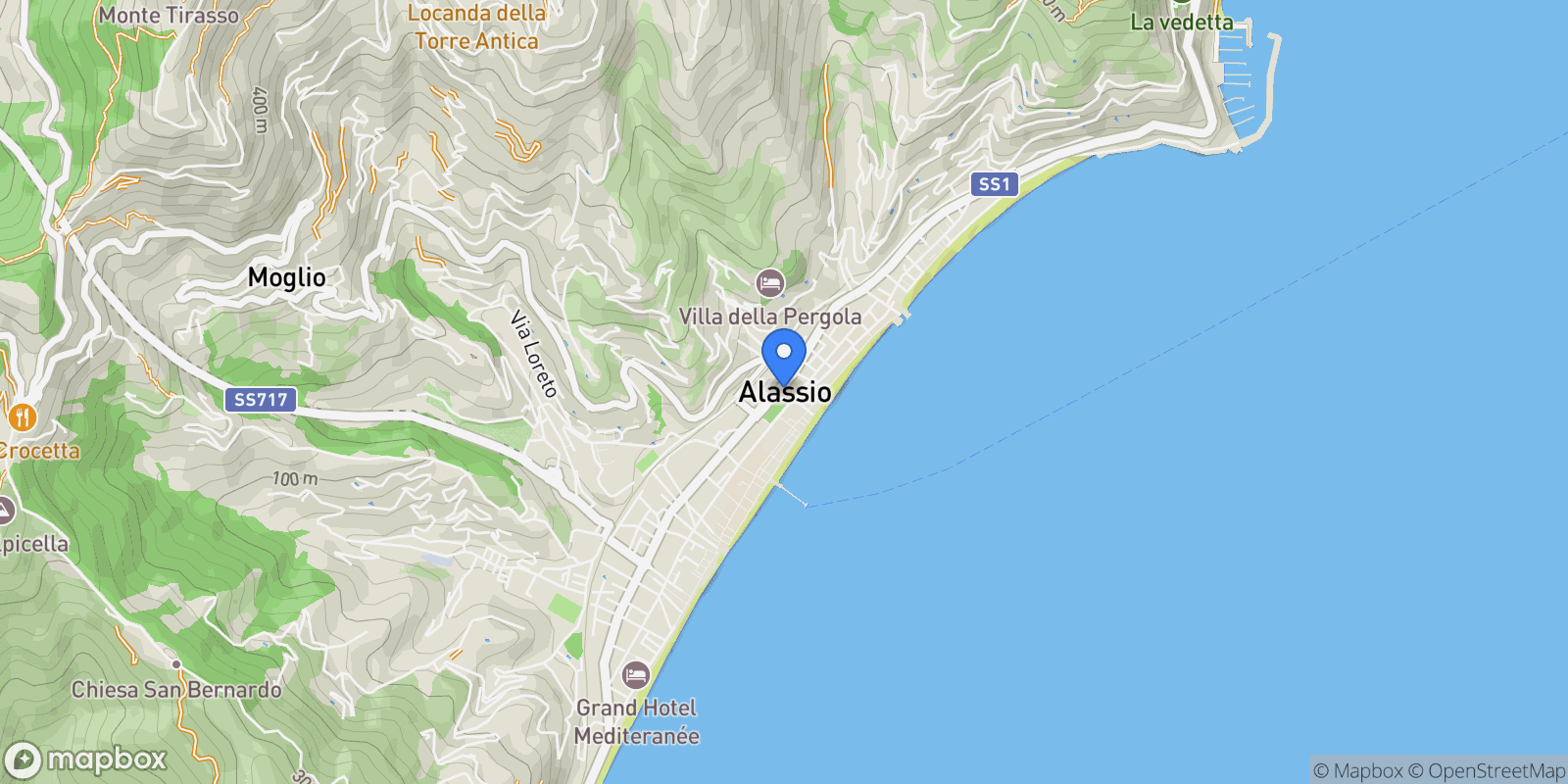 Map showing Via XX Settembre, Alassio, Liguria, Italy.