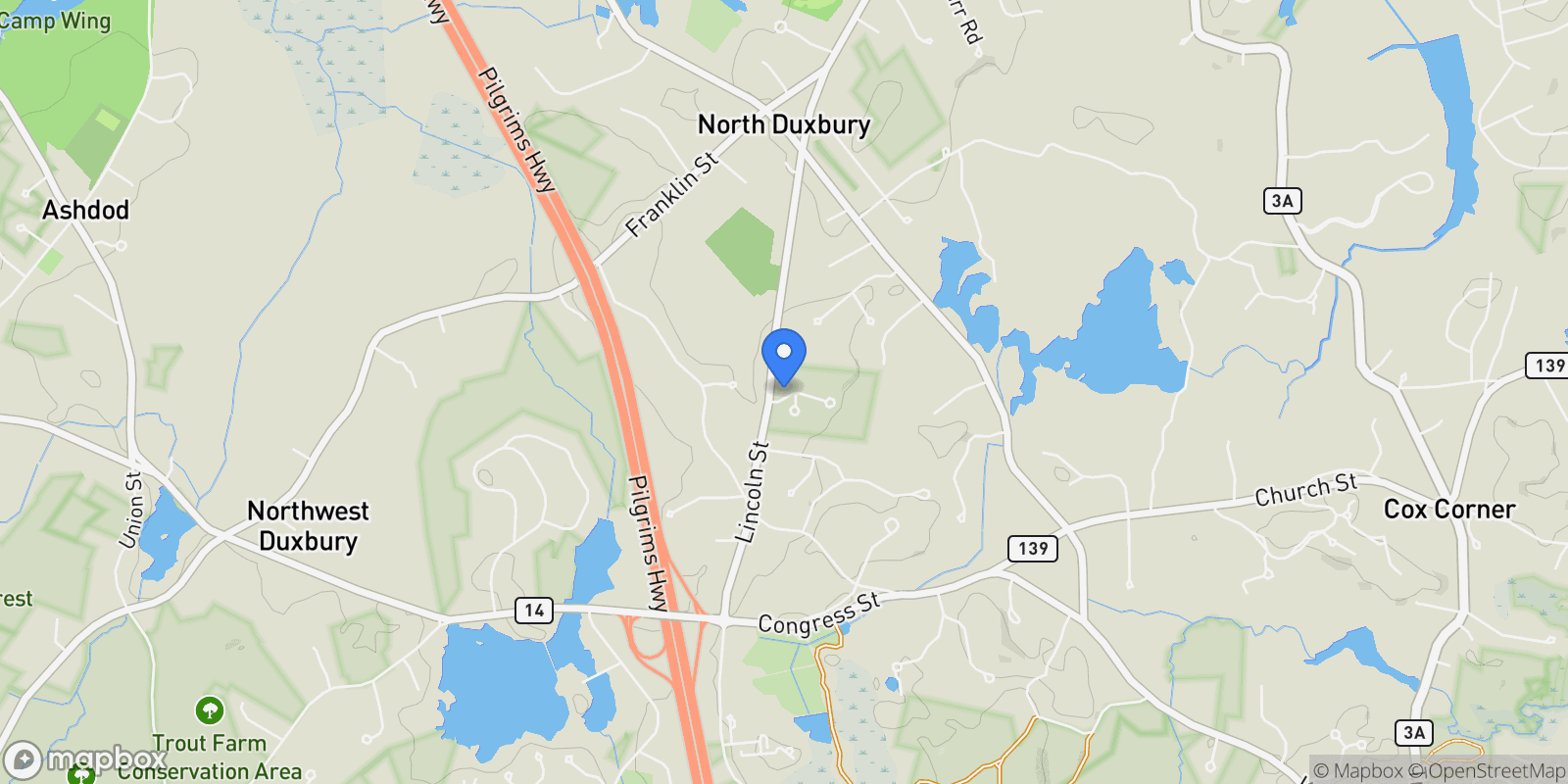 Map showing 10 Checkerberry Circle, Duxbury, MA 02332, Duxbury, Massachusetts, United States.