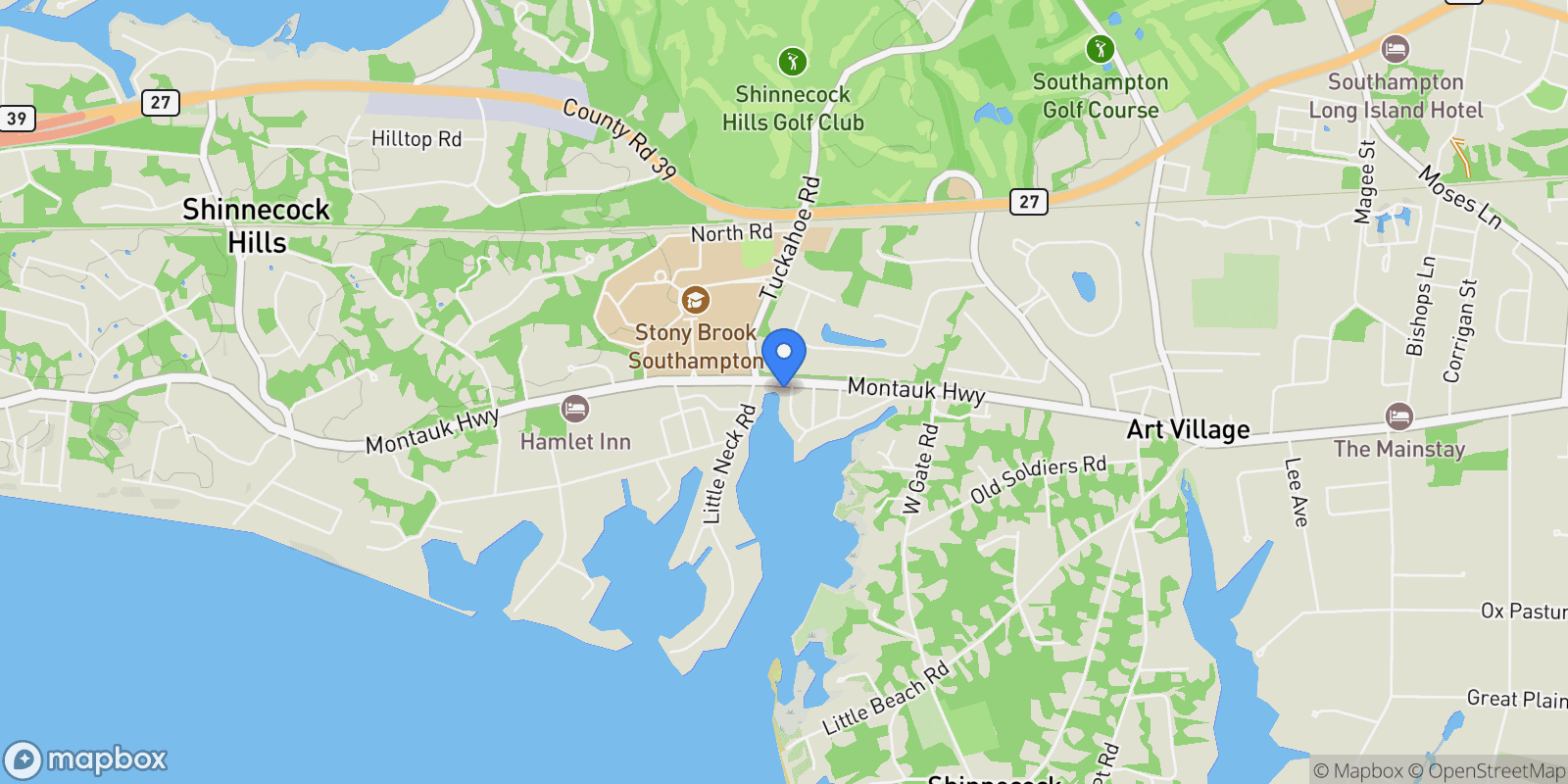 Map showing 1 Rebadam Ln, Southampton, New York, United States.