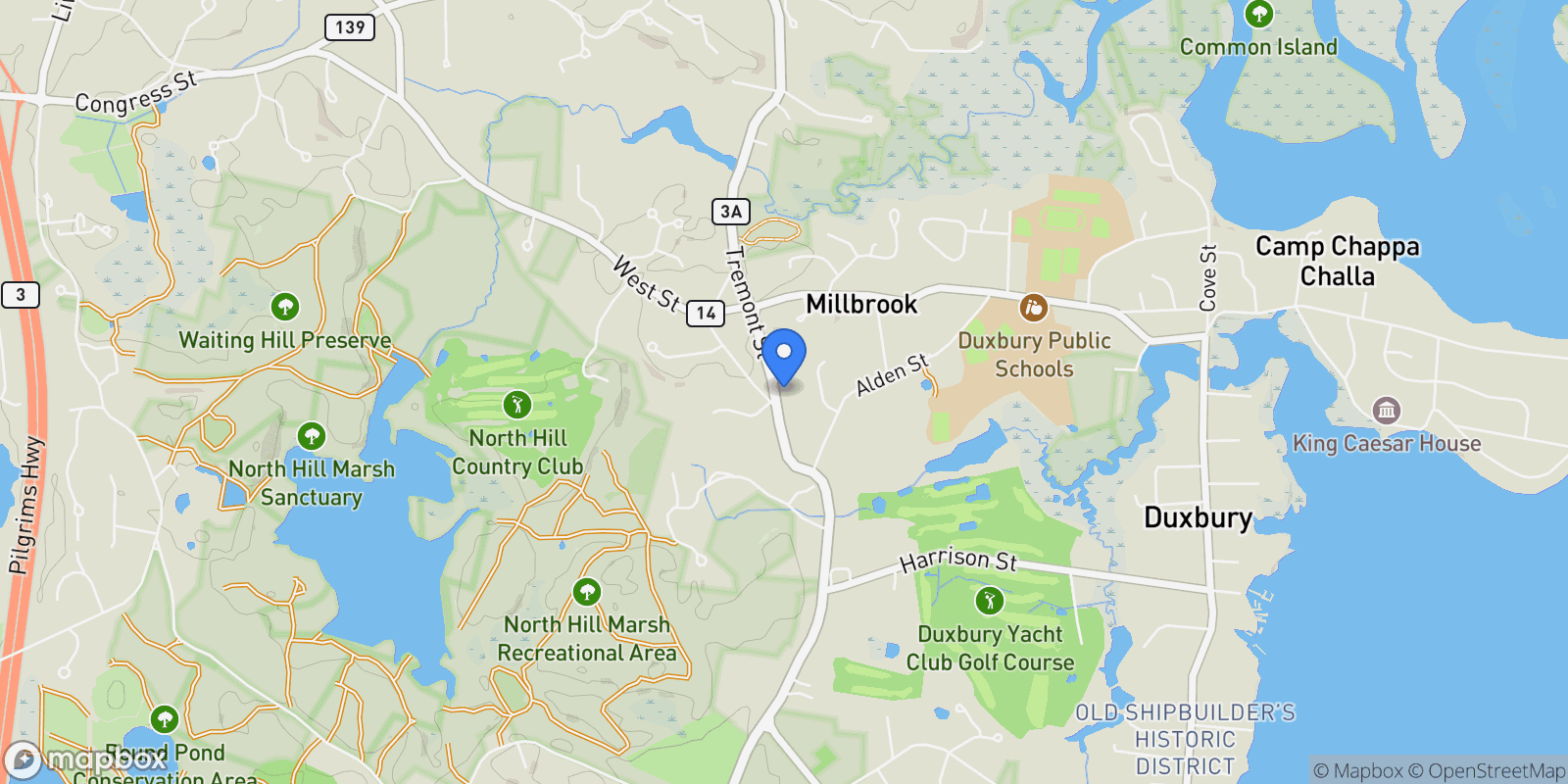 Map showing 1141 Tremont Street, Duxbury, MA 02332, Duxbury, Massachusetts, United States.